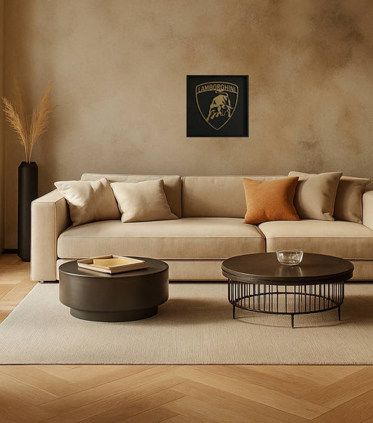 Cadre mural artisanal en bois 40x40cm Lamborghini