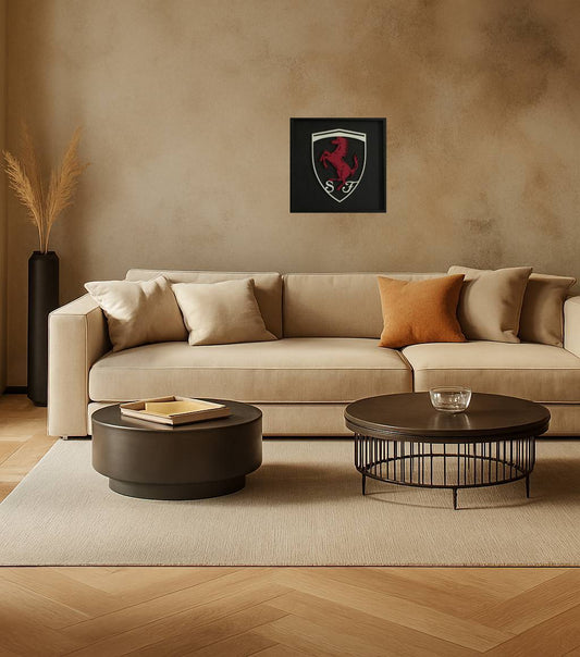 Cadre mural artisanal en bois 40x40cm Ferrari