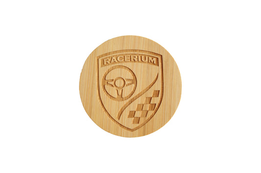 Dessous de verre en bambou gravé blason Racerium